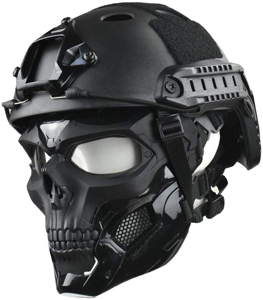 JFFCESTORE Tactical Mask Protective Full Face Clear Goggle Skull Mask Dual Mode Wearing Design Adjustable Strap