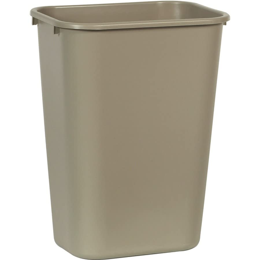 Plastic Resin Deskside/Office/Home Wastebasket, 10 Gallon/41 Quart, Beige