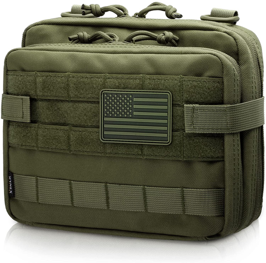 WYNEX Tactical Large Admin Pouch of Double Layer Design, Molle EDC EMT Utility Pouch with Map Sleeve Modular Tool Pouch Large Capacity Flag Patch Included