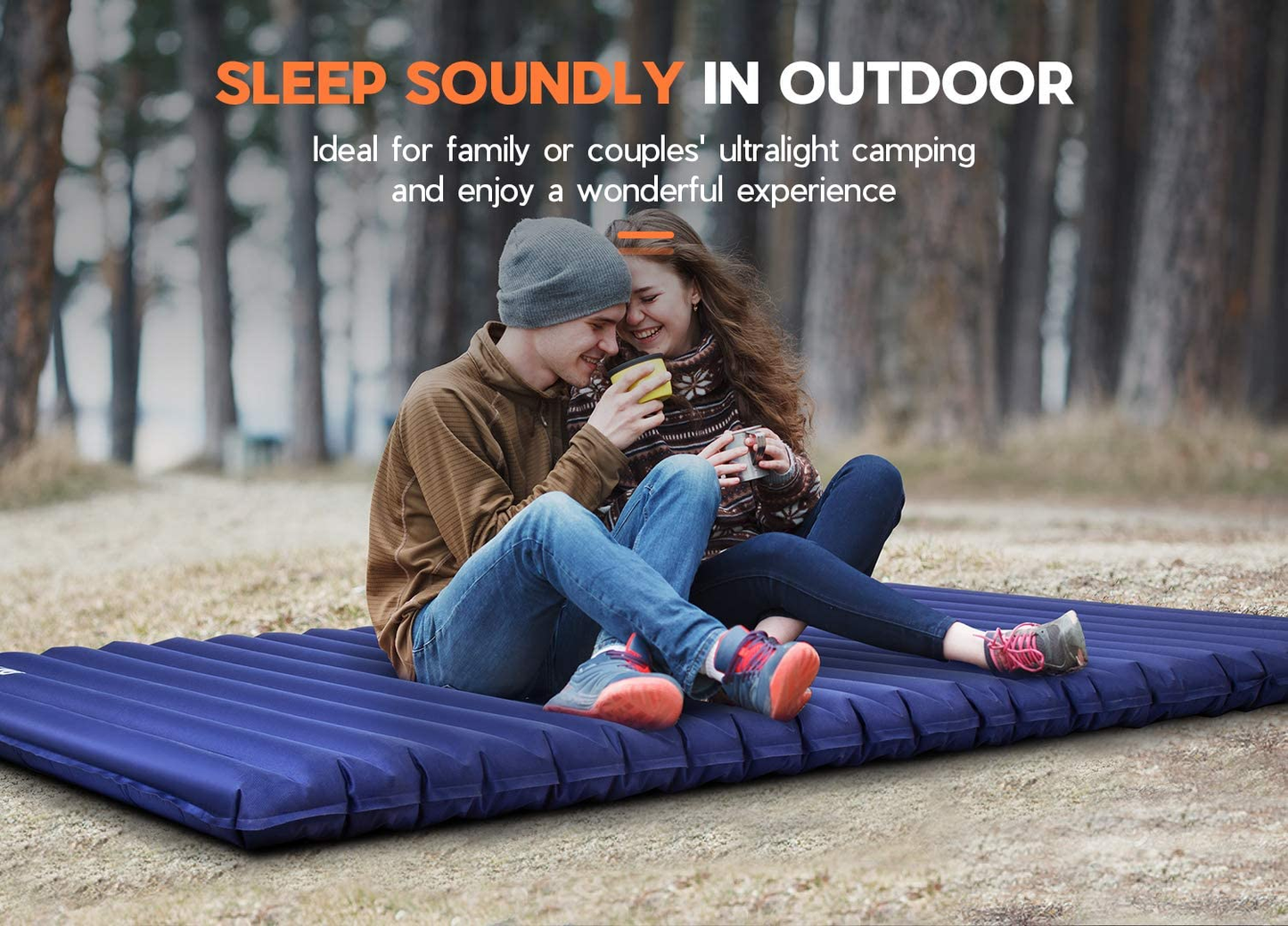 Double Sleeping Pad, Camping Mattress 2 Person,Extra Thick 3.75" Queen Camping Pads Tent Mattress for Adults,Backpacking,Car Camping,Hiking,Cot,Truck (Foot Pump)