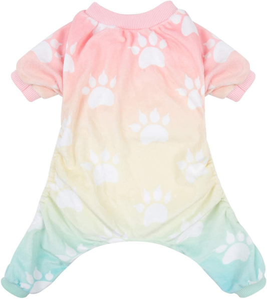 Cutebone Soft Dog Pajamas Gradient Footprint Doggy Shirts for Small Puppies P09S