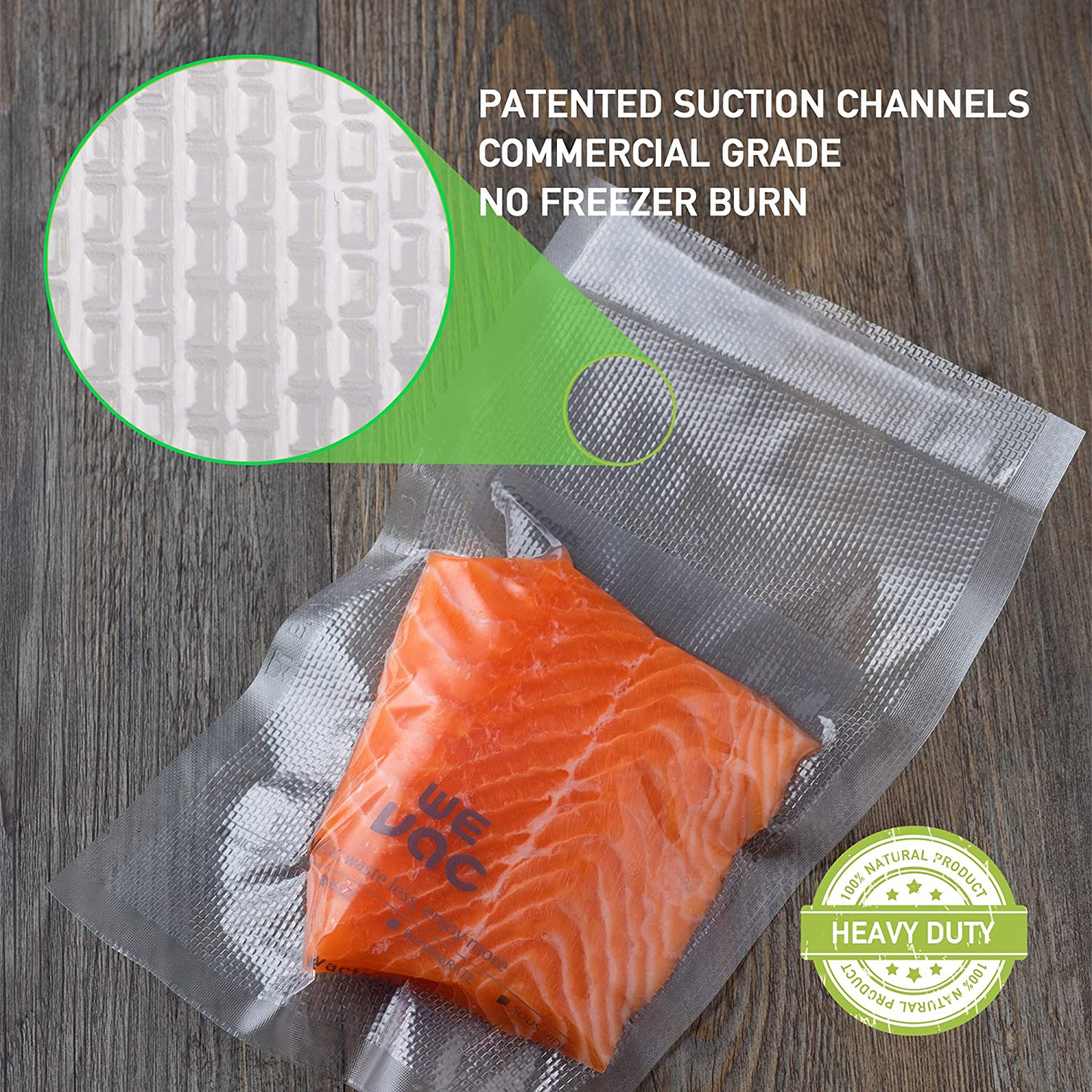 Vacuum Sealer Bags 8X50 Rolls 2 Pack for Food Saver, Seal a Meal, Weston. Commercial Grade, BPA Free, Heavy Duty, Great for Vac Storage, Meal Prep or Sous Vide