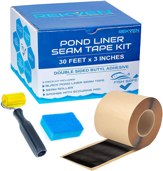 REKVEN - Pond Liner Seam Tape, Double Sided Butyl Adhesive, 3" X 30'