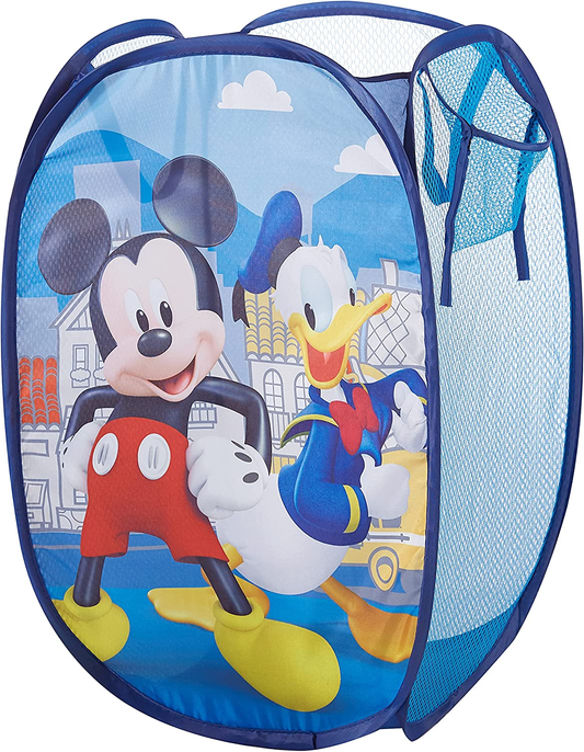 Disney Mickey Mouse Pop up Laundry Storage Hamper with Durable Carry Handles, 21" H X 13.5" W X 13.5" L , Blue