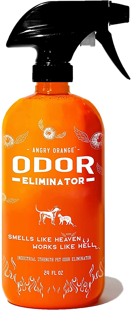 ANGRY ORANGE Pet Odor Eliminator for Strong Odor - Citrus Deodorizer for Strong Dog Urine or Cat Pee Smells on Carpet, Furniture & Indoor Outdoor Floors - 24 Fluid Ounces - Puppy Supplies