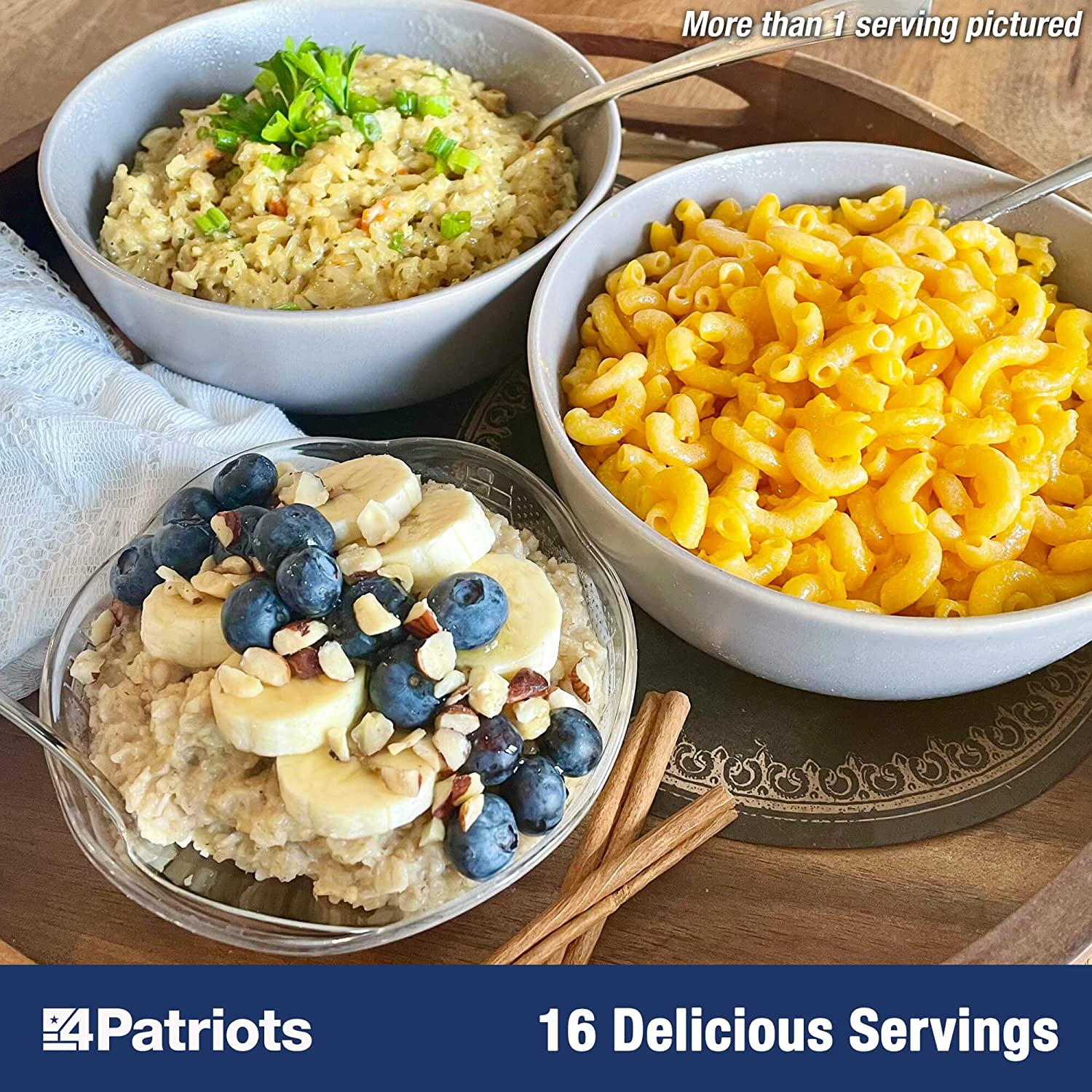 4Patriots 72-Hour Emergency Food Supply Survival Kit, Perfect for Camping, Freeze Dried Preparedness Food, Designed to Last 25 Years, Be Ready with 16 Servings of Delicious Breakfast, Lunch, & Dinner