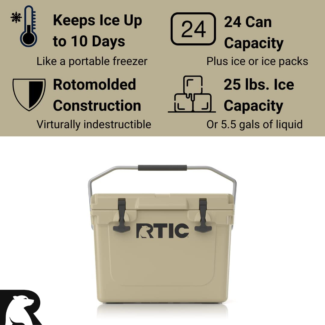 Hard Cooler, Ice Chest with Heavy Duty Rubber Latches, 3 Inch Insulated Walls Keeping Ice Cold for Days, Great for the Beach, Boat, Fishing, Barbecue or Camping