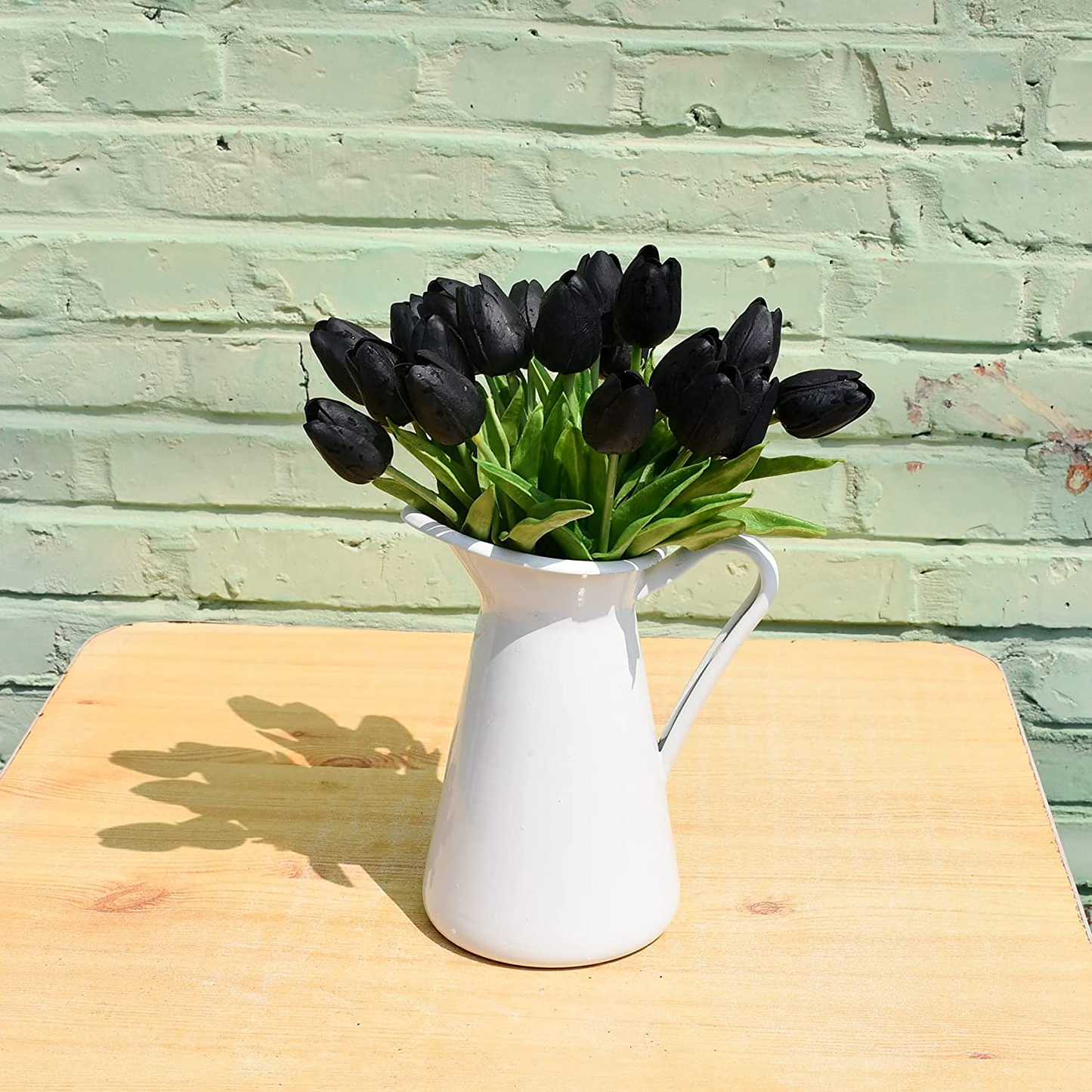 20Pcs Black Flowers Artificial Tulip Silk Flowers 13.5" for Home Decorations Centerpieces Arrangement Wedding Bouquet