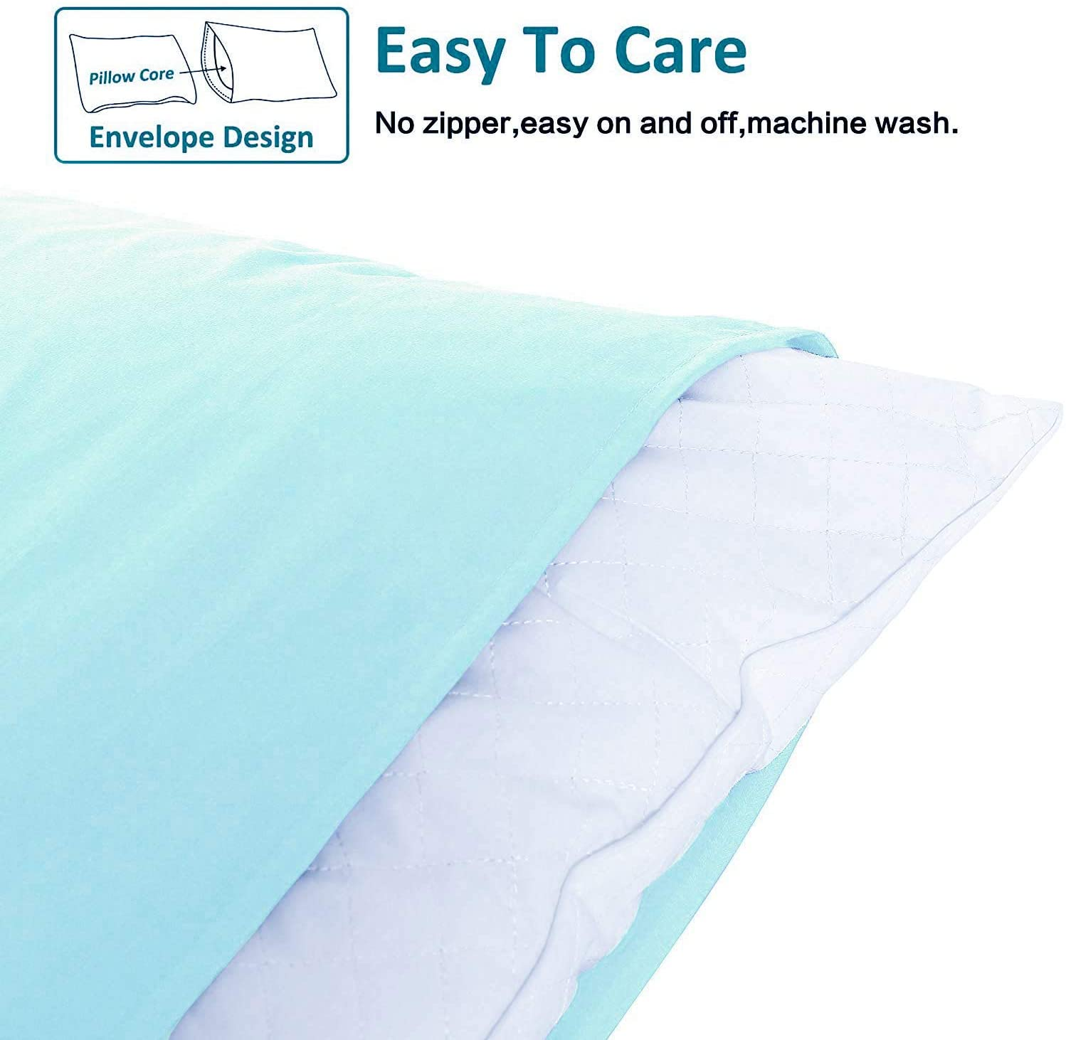  100% Brushed Microfiber Standard Pillow Cases for Kids Set of 2, Super Soft and Cozy, Wrinkle, Fade, Stain Resistant with Envelope Closure Pillowcases, 20X26 Inches, Aqua