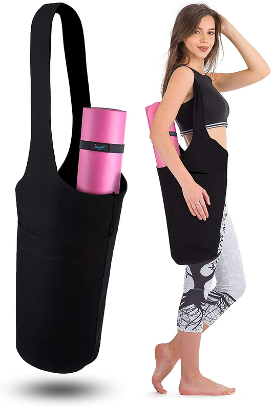 Zenifit Yoga Mat Bag - Long Tote with Pockets - Holds More Yoga Accessories. Cute Yoga Mat Holder with Bonus Yoga Mat Strap Elastics. Stylish and Practical Yoga Mat Bags and Carriers for Women