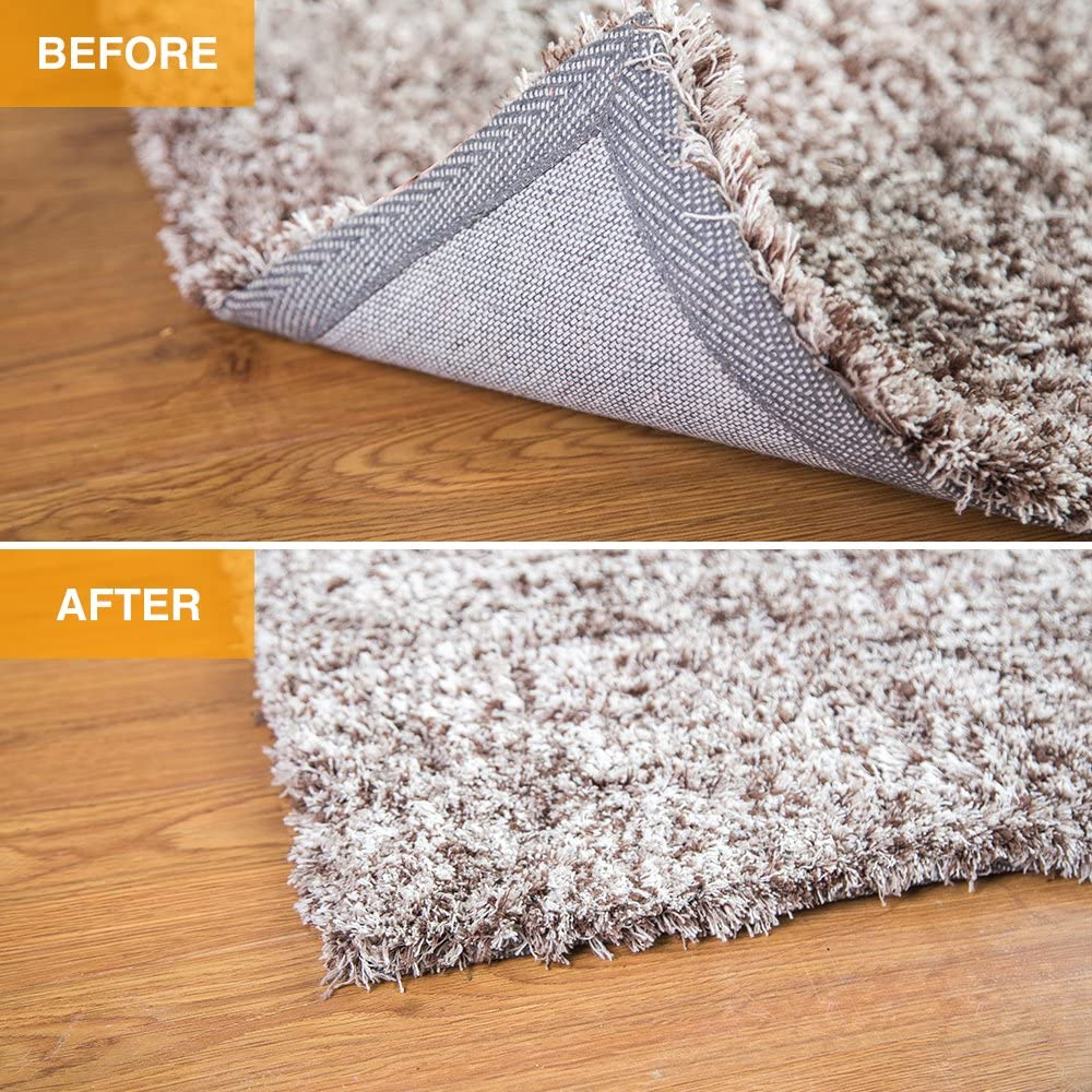 Rug Pads Grippers, Non Slip Washable Grippers for Rug, “Vacuum TECH” - New Materials to anti Curling Rug Pad : Keep Your Rug in Place & Make Corner Flat and Easily Peel Off