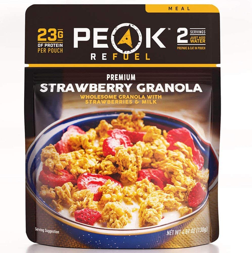 Peak Refuel Strawberry Granola | 2 Serving Pouch | Freeze Dried Hiking, Backpacking and Camping Meals | Amazing Taste | Quick Prep Food