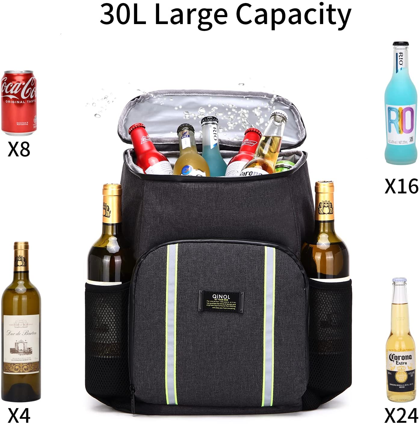 TRYPRY Cooler Backpack Leakproof 30 Cans Lightweight Backpack Insulated Cooler for Lunch Picnic Fishing Hiking Camping Park Beach