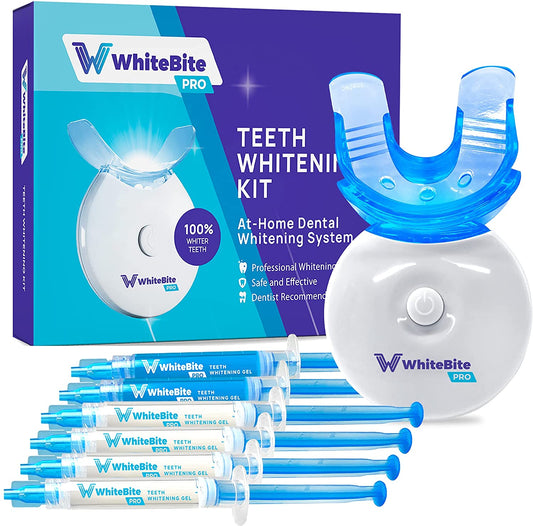 Teeth Whitening Kit with LED Light for Sensitive Teeth, Tooth Whitening System with 35% Carbamide Peroxide, (4)3Ml Gel Syringes, (2)Remineralization Gel, and Mouth Tray, 7 Piece Set